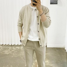 Adore Classic 男款無領喀什米爾針織長袖開襟衫