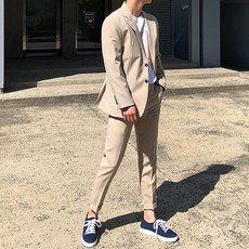 MEOSIDDA 男款雙扣西裝外套+長褲套裝