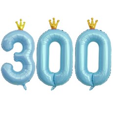 JOYPARTY 數字300皇冠銀箔氣球 90cm, 藍色, 1套