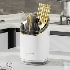 mondeuseupat 大容量隔層廚具刀具架餐具筒 RB20736, 白色, 1個