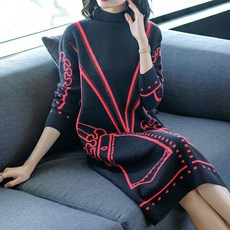 레트로 라인 터틀넥 홈웨어 편한 임산부 원피스