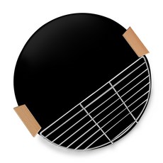 ANDY MAY2 明洞不沾燒烤盤 附把手 + 烤網架 + 收納袋 黑玫瑰, 1組, 36cm