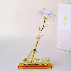 MORIANN 人造花 24K 鍍金愛心支架不發光全息花套組, 混色