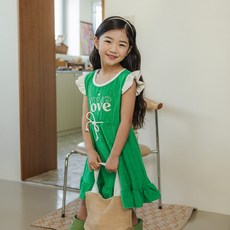 女童款Ludi Love字母印花毛圈布連身裙