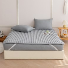 BAZAAR 馬卡龍絎縫固定鬆緊帶床墊, 深灰色