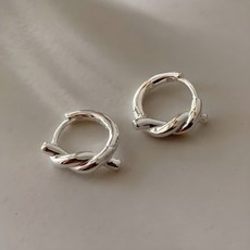 gelluna 女款 S925結繩扭結一鍵式耳環 P-284, 銀色