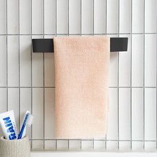 무타공 접착식 샤워타월 걸이, 블랙, 1개