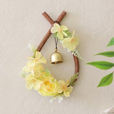 ScentBasket 裝花牛鼻環 避邪門鈴 + 掛鉤磁鐵 組 one size, 黃色