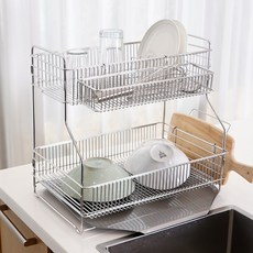 全不鏽鋼 Divine 碗盤瀝水架, 銀色, 1個, 2層