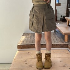 Starbean 女童不對稱工裝鬆緊帶裙