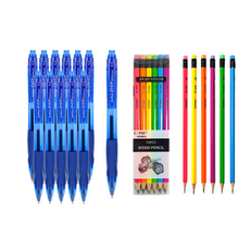 munhwa 圓珠筆 0.5mm 12入+三角橡皮鉛筆 TC-208 B款 12入組, 藍色（圓珠筆）, 1套