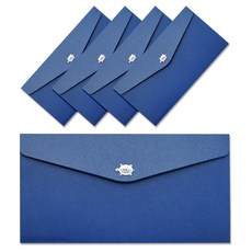 Cherish 3D長壽龜感謝信封, 藍色 + 銀色, 5個