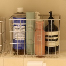 스테인리스 바스켓 304스텐 욕실 용품 수납바구니 Large, 실버, 1개