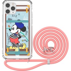 디즈니 렛츠 트래블 투명방탄 카드 목걸이 휴대폰 케이스