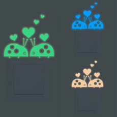 Yeso Deco 夜光開關裝飾貼紙 08 瓢蟲 3件組, 混合色