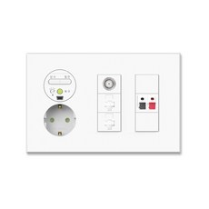 Wonha Ti1通訊插座 大型 1孔+CATV 1房+RJ45 2孔+喇叭插孔1孔 綜合水孔, 1個