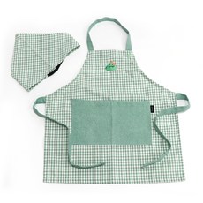 semoms 兒童小格紋圍裙 + 頭巾套組 恐龍