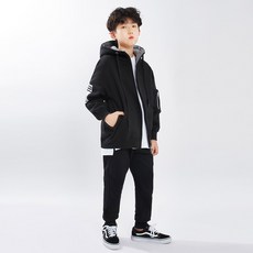 GHOST REPUBLIC 孩童套頭刺繡連帽拉鍊字母訓練上下套裝 JTS 24621