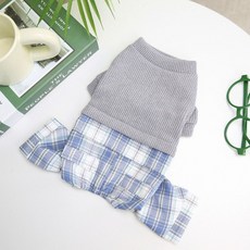 Coco studio 寵物灰色新款校服連身衣, 1個, 灰色(褲子)