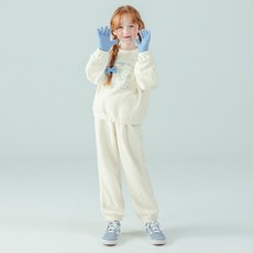 ILoveJ 兒童蕾絲貓咪刷毛上下衣套裝