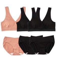 MOMBA 莫代爾V型哺乳內衣褲組 內衣 3入+內褲 3入