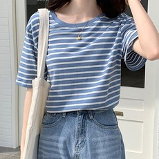 어썸풀 여성용 미스비 스트라이프 반팔 티셔츠 A24SMT031422