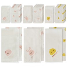 BABY&I 嬰幼兒用無螢光純棉手帕 圖案3款x6入 + 點綴圖案3款x4入組合