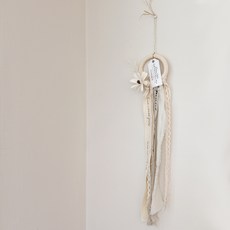 아스파시아 따스한 우드링 리본드림캐쳐 + 선물포장 세트, 화이트