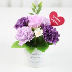 쁘띠 비누꽃 포트 + 쇼핑백, 바이올렛, 1개