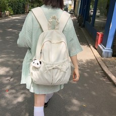 Elsso 女款蝴蝶結後背包+吊飾組, Ivory