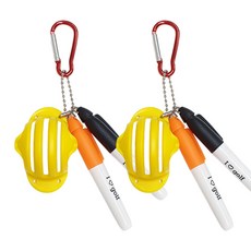 Go Golf 高爾夫球推桿線三線畫線器, 黃色(畫線器框), 隨機出貨(簽字筆, 登山扣), 2個