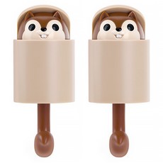 안야 다람쥐 뿅 후크 옷 우산걸이, 브라운, 2개