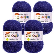 Yarna 100g 大容量高級菜瓜布編織線 4入 + A款印刷圖案 8種組合, 146 紫藍色, 1套