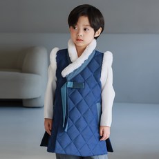 HARANG HANBOK 男童款青色雲朵刷毛背心