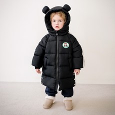 mollimelli 兒童熊貓護耳Microgel連帽長版外套