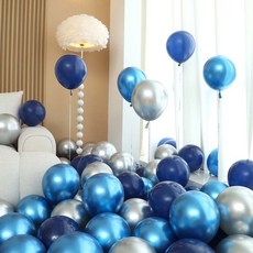 P&B UNITY 氣球 50入組 藍色, 08 藍色與銀色 3色混合, 1套