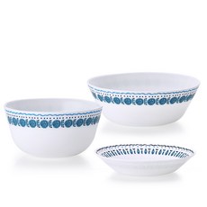 Pyrex 牛奶玻璃空氣碟前面板 1 人套 3p, 冒險, 飯碗+湯碗+前盤