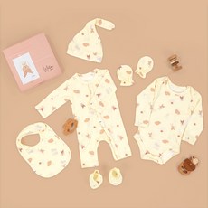 Mellow& 莫代爾連身衣 + 包屁衣 + 護手套 + 護腳套 + 帽子 + 圍兜禮盒組