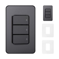 CHEIL ELECTRIC The Art Plus 開關 1 至 3 爪組合金屬灰色 + 透明壓克力蓋 BOM755, 2套