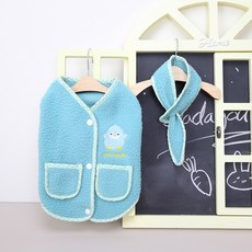 Titipet 狗絨睡背心 + 圍巾套裝, 藍色