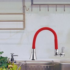 ER TECH 替換用橫式單冷蛇管一體成型彩色伸縮水龍頭 紅色, 1個