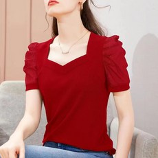 Elsso 女款方領抓皺短袖T恤