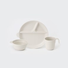 NIneware 韓國製 Foret Home 單人餐具組, 象牙白, 手拿杯 + 小碗 + 中盤, 1套