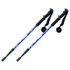3段調節登山杖 1字型 2入, 藍色