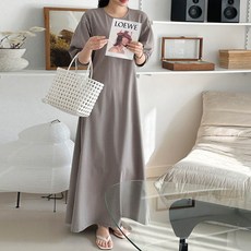 Borimam 氣氛泡泡袖長版寬鬆孕婦連身裙 G963