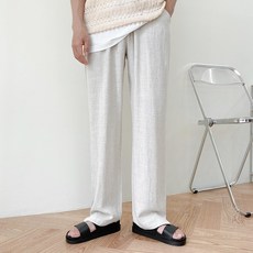 남성용 통기성 옆트임 와이드 린넨 팬츠 P2860