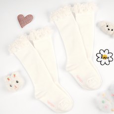 Kids FUTURE 兒童羅紋百合花邊及膝襪 2雙入