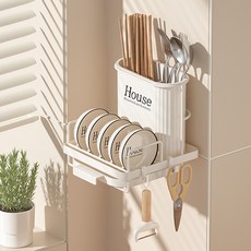 몬드스팟 주방 물빠짐 미니 식기 건조대 수저 보관함 벽걸이형 YY57365, 화이트, 1개