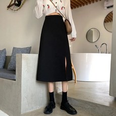 Goodif 女款高腰開衩A字中長裙