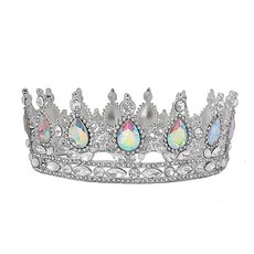 Luna Glam 葉片水滴造型裝飾珠寶 自助婚紗 頭冠 WC830, 1個, 銀色香檳色